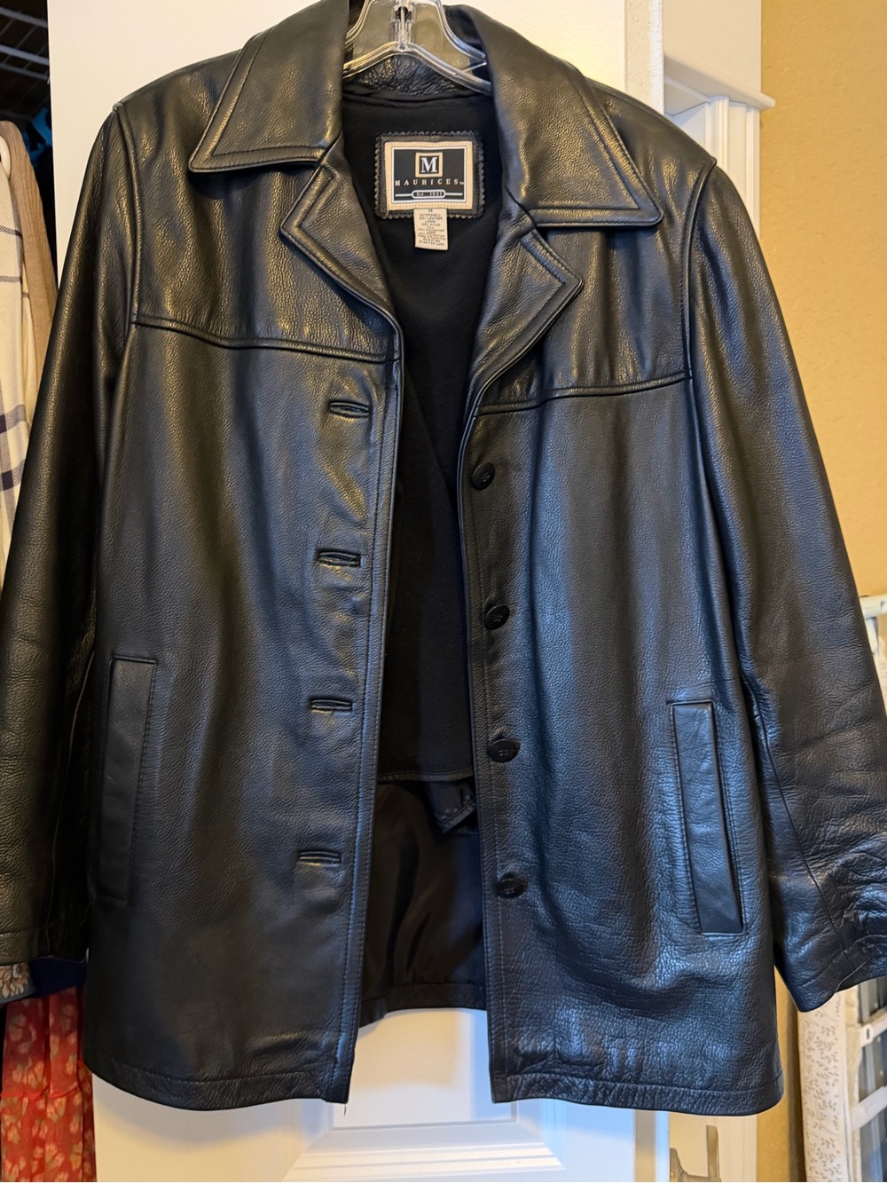 Leather Black Men's Button-Front Jacket
